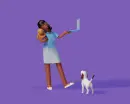 mother with baby and dog