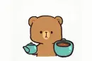 bear with coffee