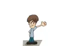 boy waving
