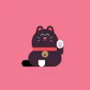 black cat waving