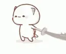 with a sword