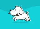 white dog running