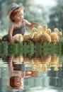 kid with geese