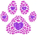 paw print made with hearts