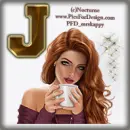 Redhead drinking coffee - J