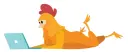 hen with the computer