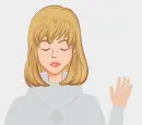 Waving blondie girl