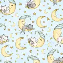 Kitty on the moon watercolor background 