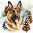 German Shepherd Watercolor Background 