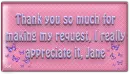 Thank you - Jane