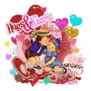 Vintage Valentine - Hugs and Kisses 