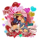 Vintage Happy Valentine's Day - Hugs and Kisses - Jane