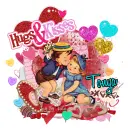 Vintage Happy Valentine's Day - Hugs and Kisses - Tonya