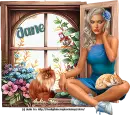 Woman with cats by window - Jane 