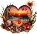 Watercolor Beach Heart - Jane