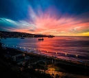 Sunset over the water Autumn Background