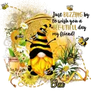JUST BUZZING BY TO WISH YOU A BEE-UTIFUL DAY MY FRIEND - BEAUTIFUL BEE - GNOME - BREN