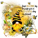 JUST BUZZING BY TO WISH YOU A BEE-UTIFUL DAY MY FRIEND - BEAUTIFUL BEE - GNOME - TONYA
