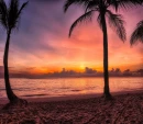 Tropical Beach Sunset Background