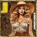 Blonde with hat sticker - J