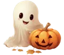Cute ghost and pumpkin