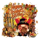 Happy Thanksgiving Gnome Turkey Fall Autumn Glitter