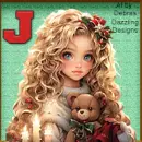 Blonde girl Christmas sticker