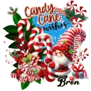 Bren - Gnome Candy Cane Wishes Christmas Peppermint Santa
