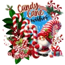 Gnome Candy Cane Wishes Christmas Greeting Peppermint Santa