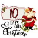 10 Days Until Christmas Countdown Vintage Santa