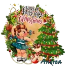 Andrea - Have a Holly Jolly Christmas Vintage Retro cute girl dog tree Glitter