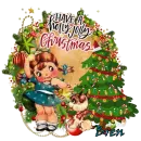 Bren - Have a Holly Jolly Christmas Vintage Retro cute girl dog tree Glitter