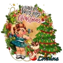 Loraine - Have a Holly Jolly Christmas Vintage Retro cute girl dog tree Glitter