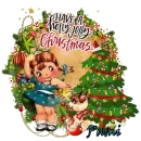 Pami - Have a Holly Jolly Christmas Vintage Retro cute girl dog tree Glitter