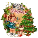 Have a Holly Jolly Christmas Vintage Retro cute girl dog tree Glitter