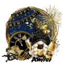 Amber - Happy New Year Cute Gnome Fireworks Clock Midnight New Years