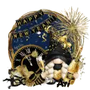 Ari - Happy New Year Cute Gnome Fireworks Clock Midnight New Years
