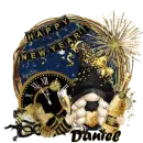 Daniel - Happy New Year Cute Gnome Fireworks Clock Midnight New Years