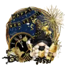 Jessi - Happy New Year Cute Gnome Fireworks Clock Midnight New Years