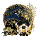 Lulu - Happy New Year Cute Gnome Fireworks Clock Midnight New Years