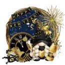 Happy New Year Cute Gnome Fireworks Clock Midnight New Years