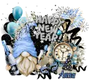 Anna - Gnome Happy New Year Blue