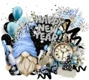 Gnome Happy New Year Blue Black Countdown