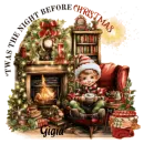 Gigia - Twas the Night before Christmas Boy Elf Hot Cocoa Fireplace