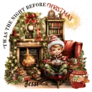 Jessi - Twas the Night before Christmas Boy Elf Hot Cocoa Fireplace