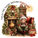 Lulu - Twas the Night before Christmas Boy Elf Hot Cocoa Fireplace