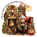 Robbie - Twas the Night before Christmas Boy Elf Hot Cocoa Fireplace