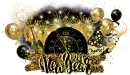 Happy New Year Cheers Gold Black Glitter Balloon Countdown Clock