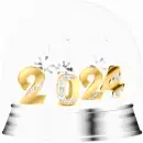 This Year of 2024 Silver Gold Snow Globe 