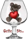 Teddy Bear behind glass for Belle Sis